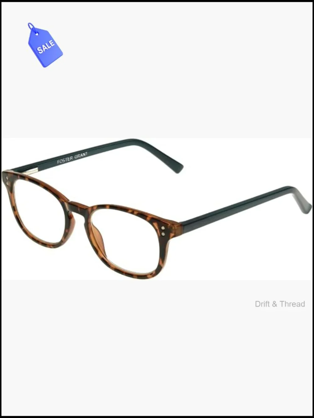 Round Reading Glasses with Spring Hinge - Tortoise/Teal